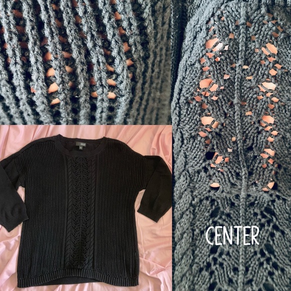 Fishermans Knit Relaxed Fit Black Jumper Sweater - Picture 3 of 5